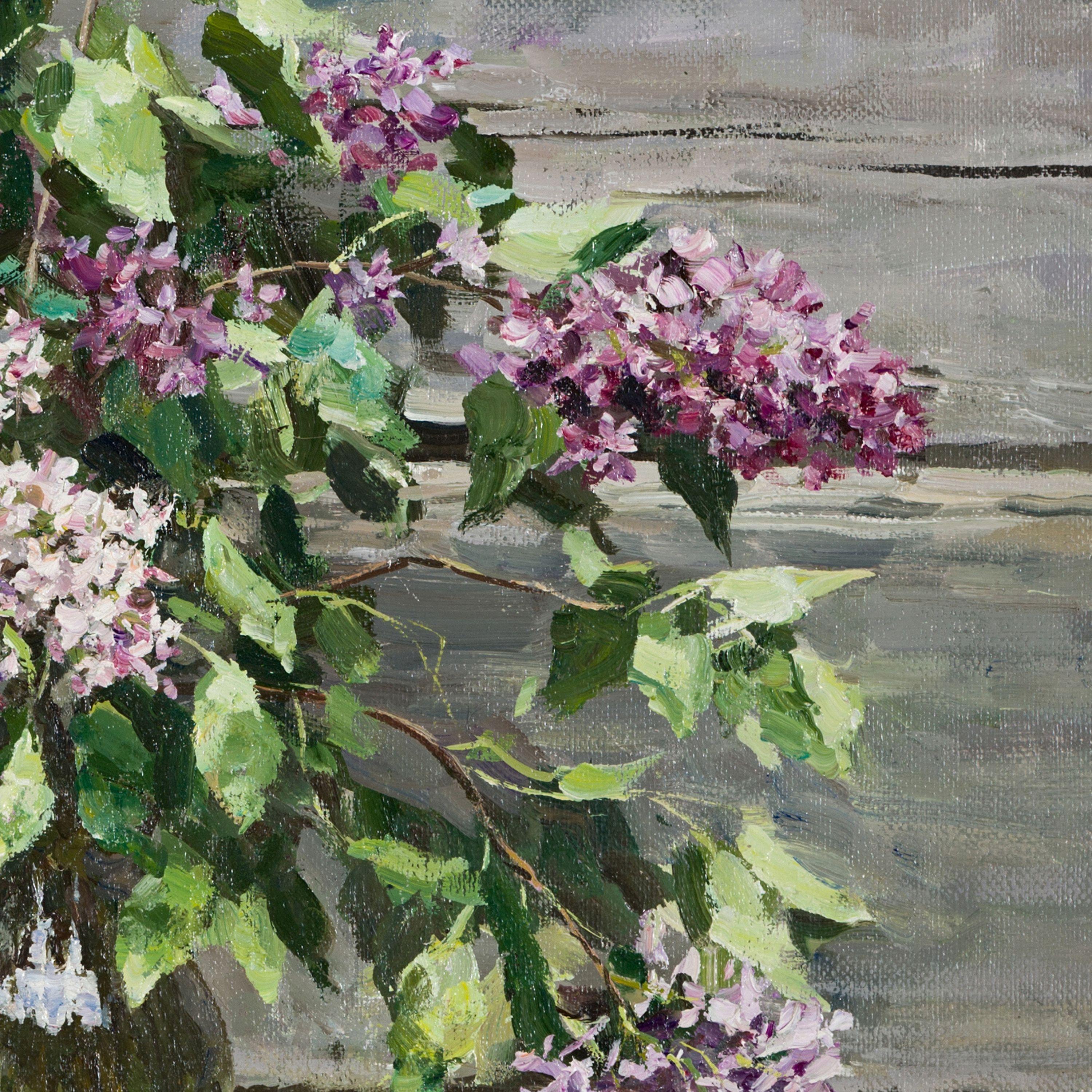 Still Life with Lilac, Painting, Oil on Canvas 3