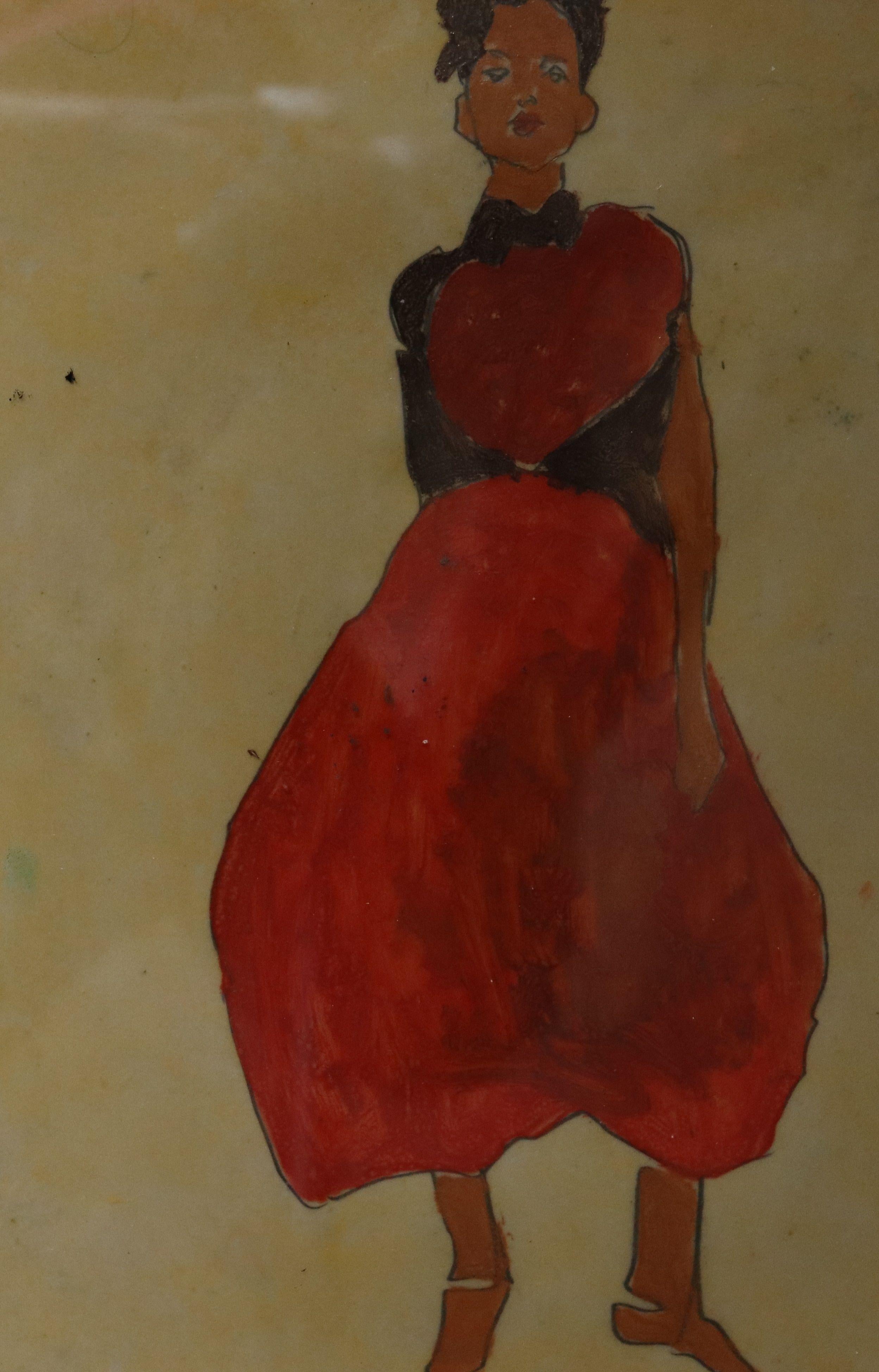 woman red, Painting, Watercolor on Paper 1