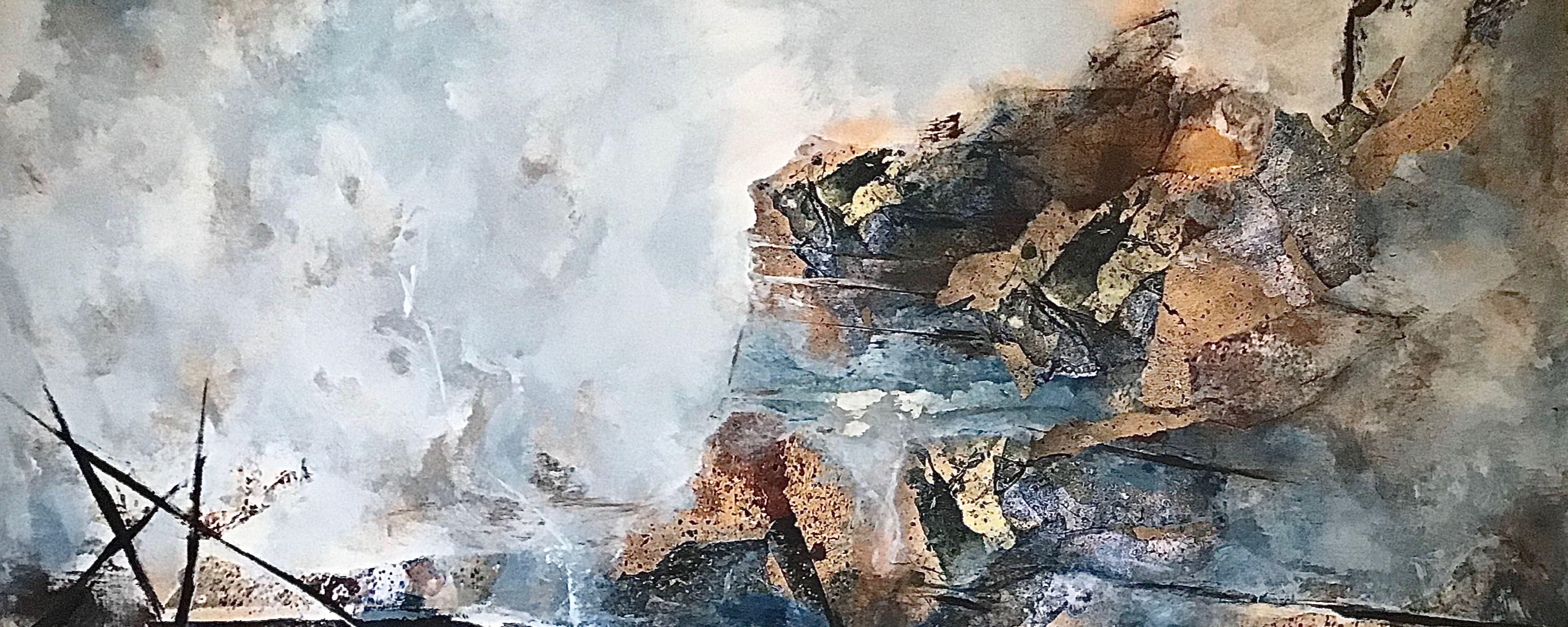 Splash 1, tecnica mista su tela - Mixed Media Art di Laverne Chisan