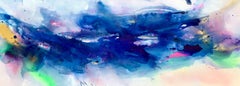Peinture - Flow de la vague bleue, acrylique sur toile
