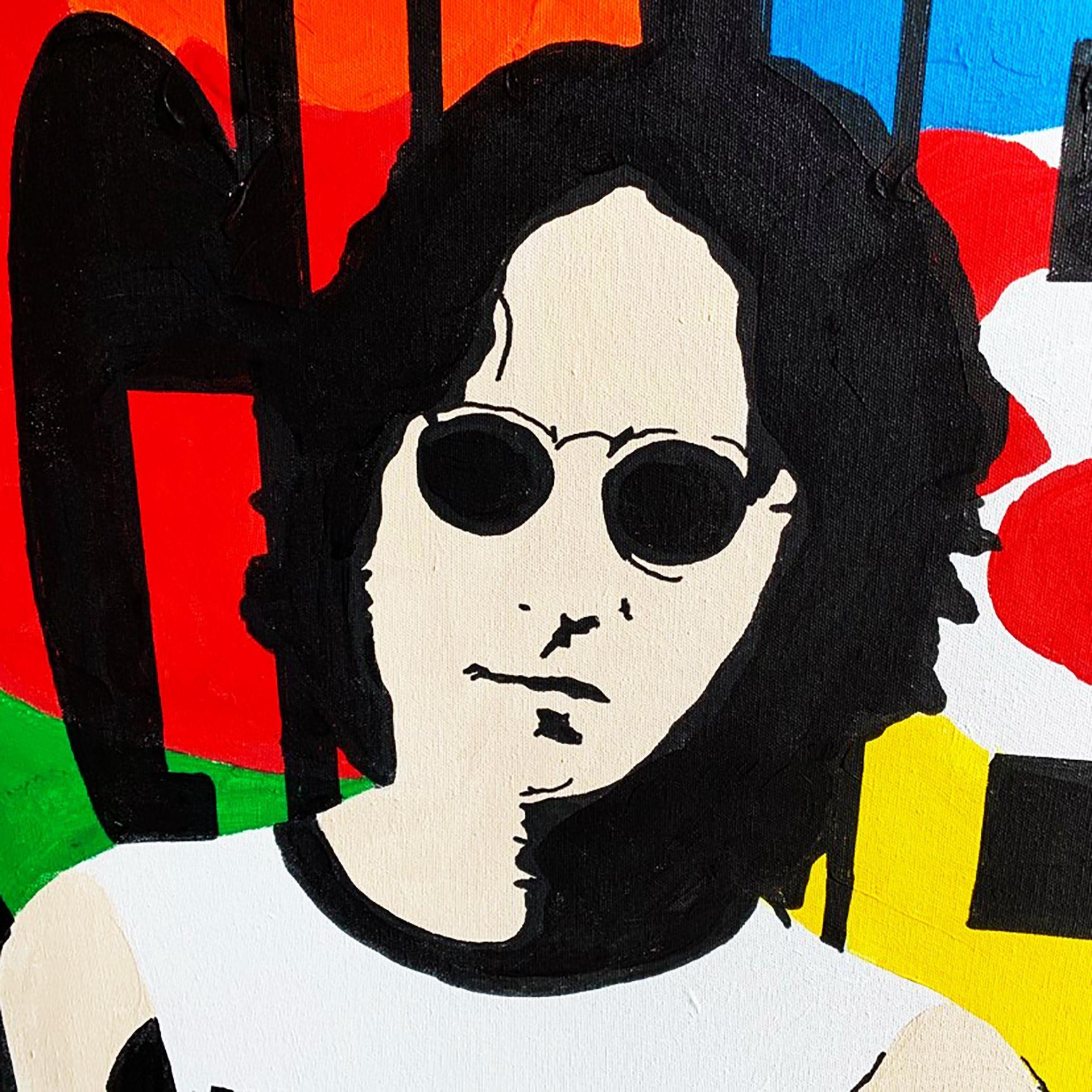 LENNON (IMAGINE)  Acrylic and spray paint on canvas.  36in x 36in (91cm x 91cm).  Ready to hang (wire at the back). :: Painting :: Pop-Art :: This piece comes with an official certificate of authenticity signed by the artist :: Ready to Hang: Yes ::