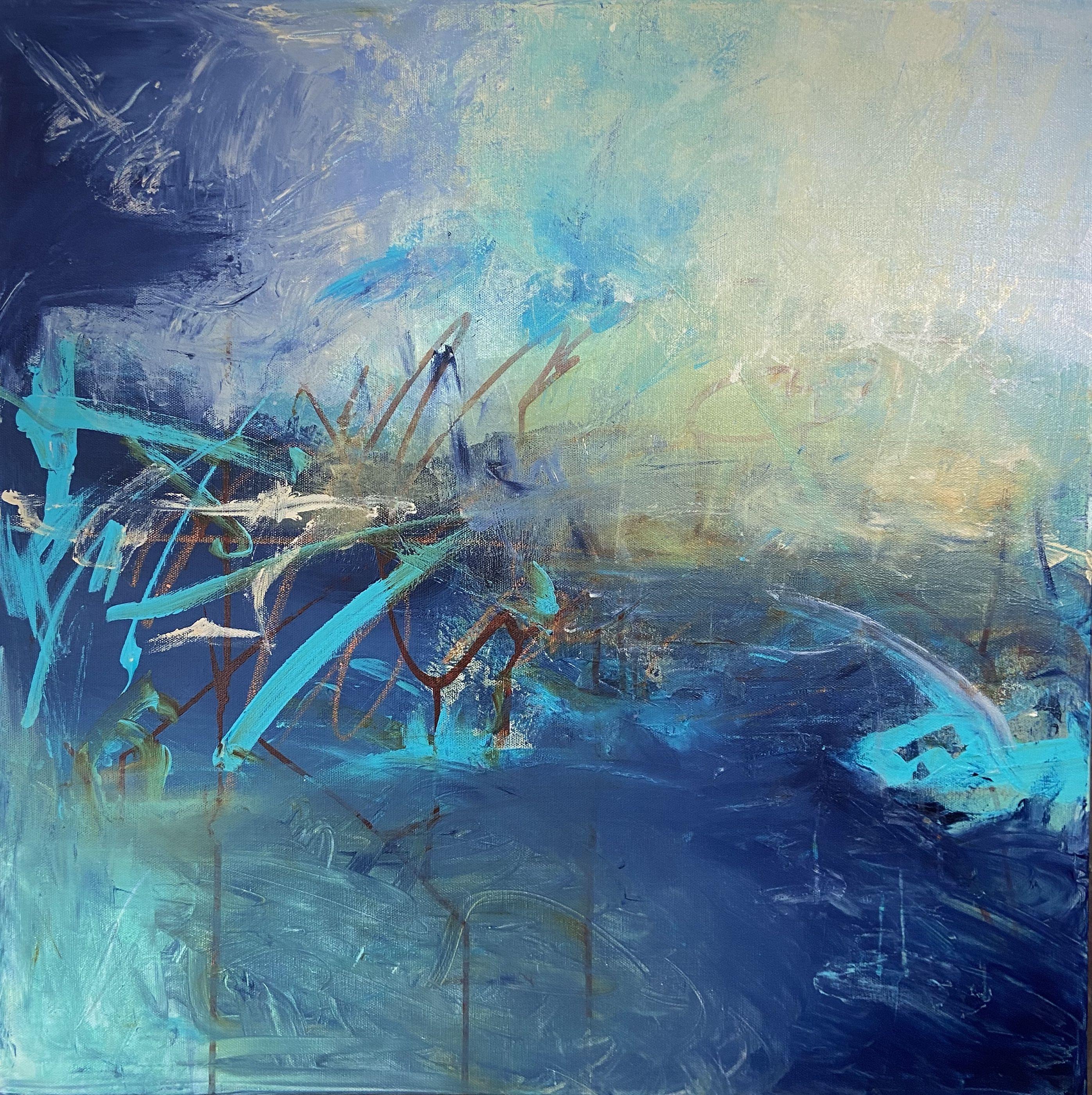 Abstract Painting Lee Passarella - Des mers tourbillonnantes, peinture, acrylique sur toile