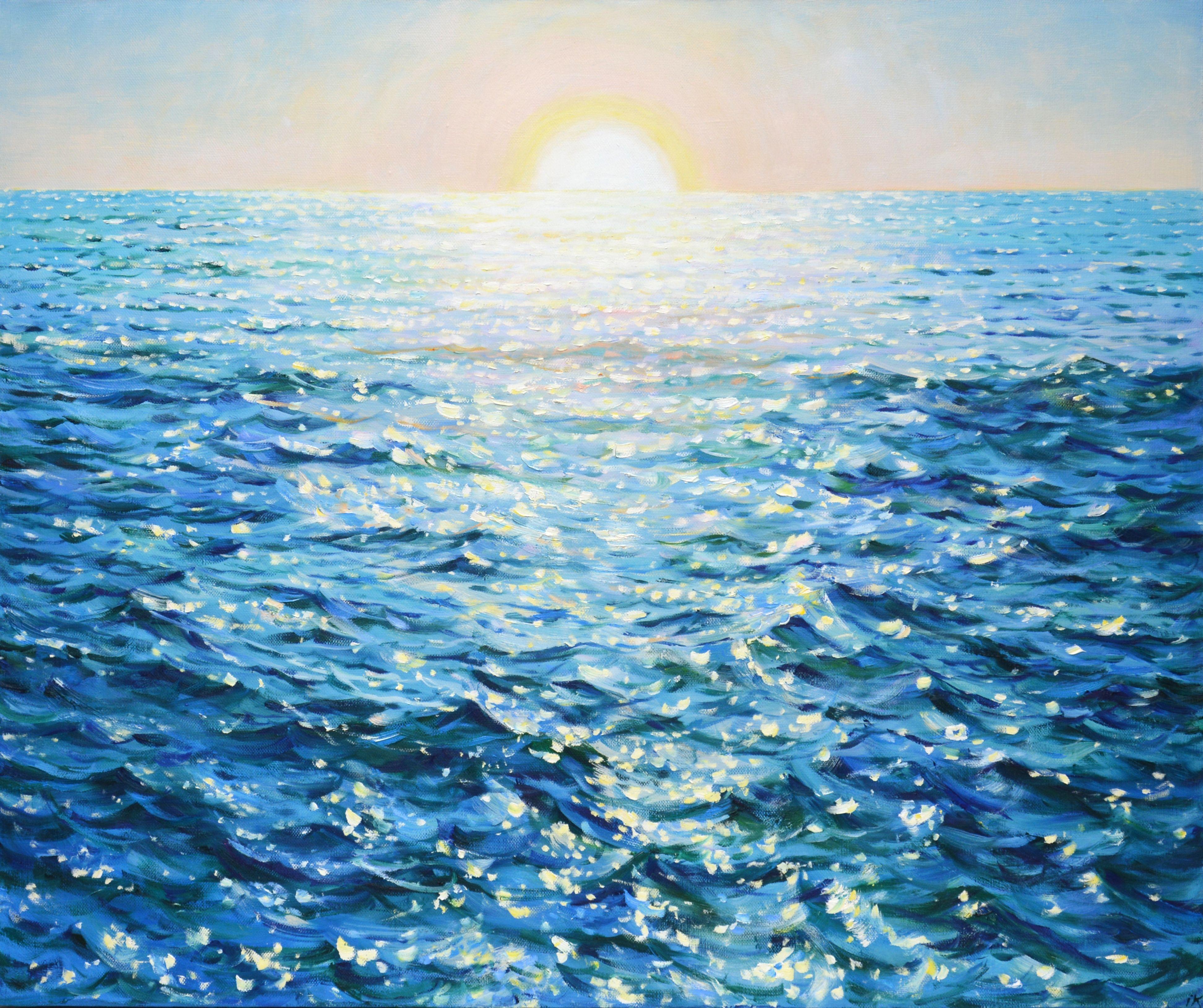 sunrise over ocean painting