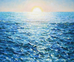 Sunrise over the ocean, Painting, Oil on Canvas