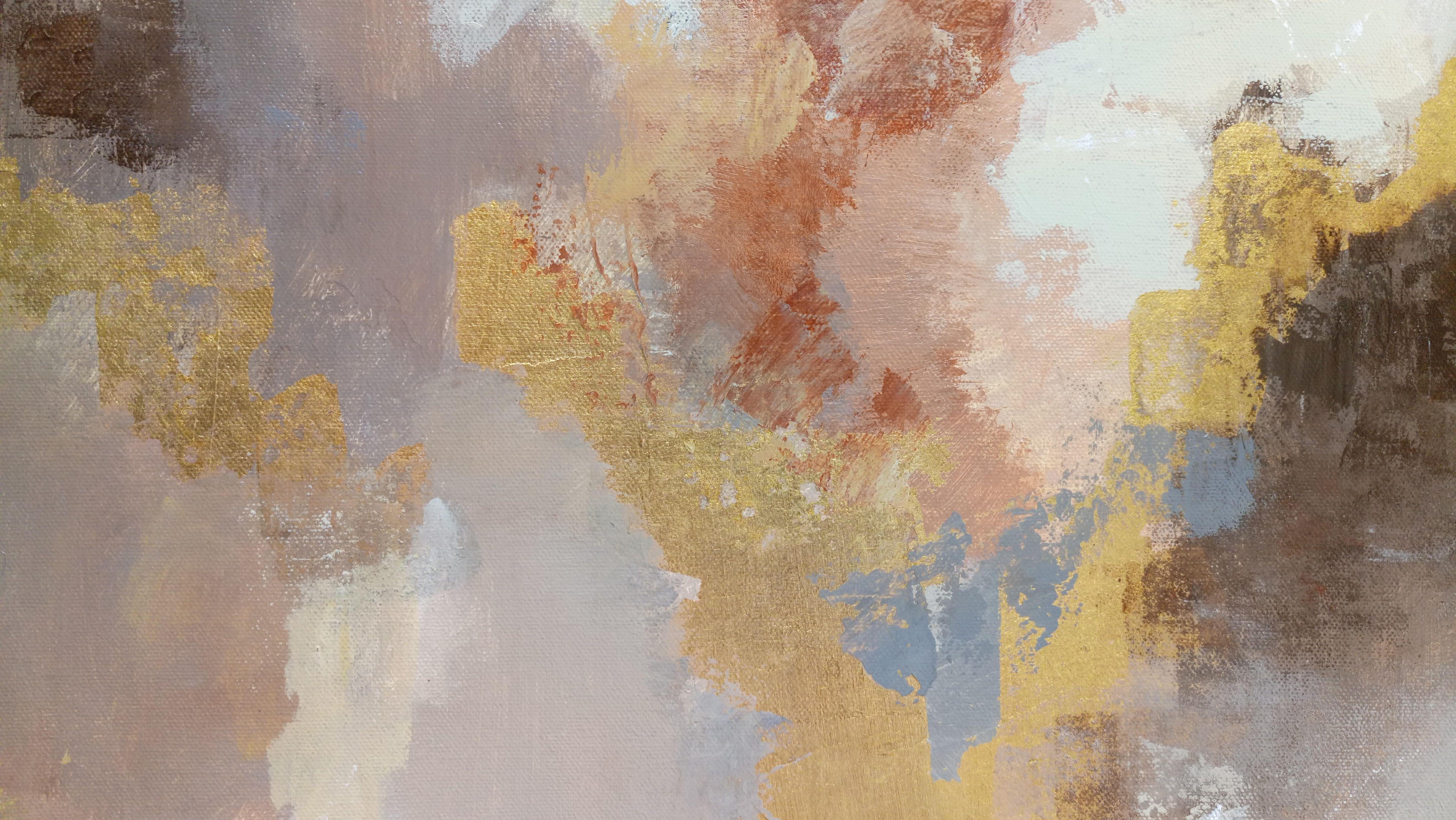 Neutral und Gold Abstrakt, Gemälde, Acryl auf Leinwand (Braun), Abstract Painting, von silvia vassileva