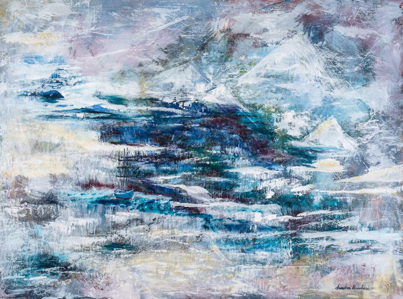 Sandra Hawkins Abstract Painting - Arctic Expedition, Painting, Acrylic on Canvas