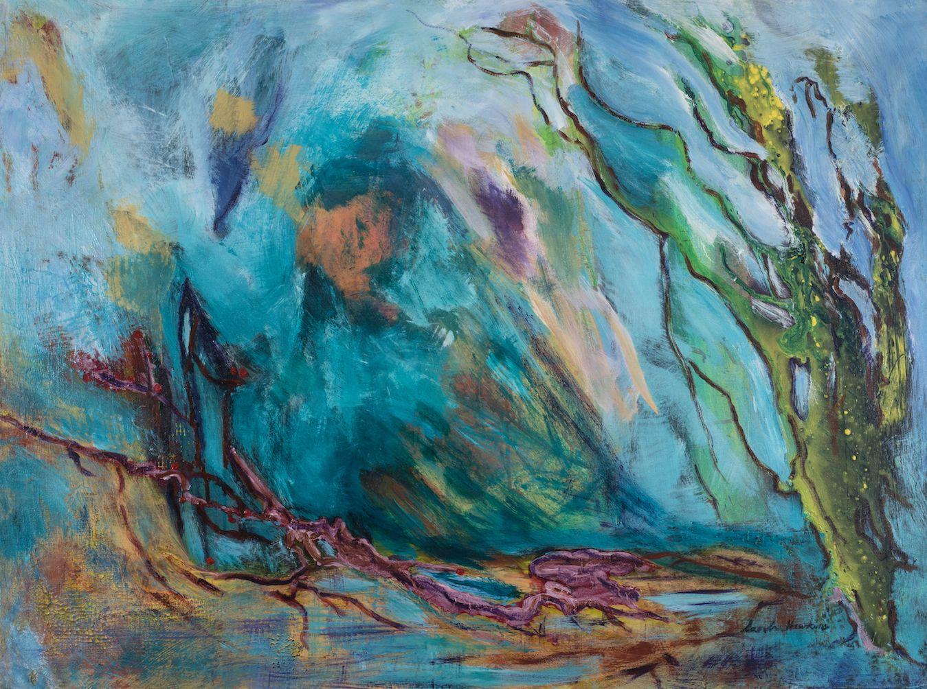 Sandra Hawkins Abstract Painting - Tropical Algae, Painting, Acrylic on Canvas