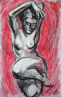 Venus 1 - Female Nude, Drawing, Charcoal on Paper