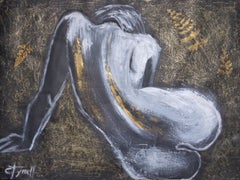 Curves 34 and Golden Fern - Female Nude, Painting, Acrylic on Paper