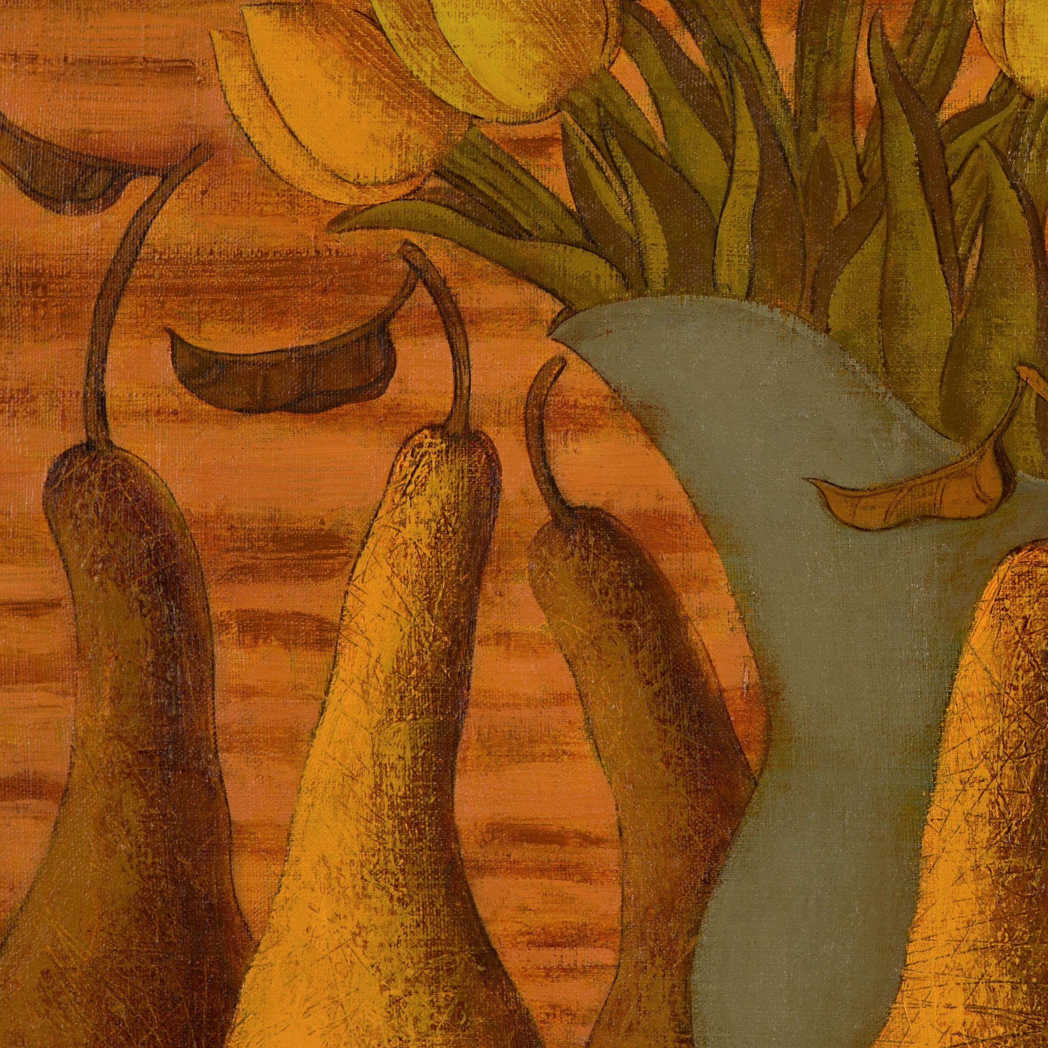 â€¢ Title: Flowers and Pears â€¢ Object type: Painting, oil on canvas â€¢ Year: 2010 â€¢ Dimensions: h 50 cm Ã— w 55 cm â€¢ The work is signed by the artist and comes with a certificate of authenticity. :: Painting :: Art Deco/Art Nouveau :: This