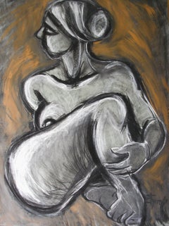 Charming - Female Nude, Painting, Acrylic on Paper