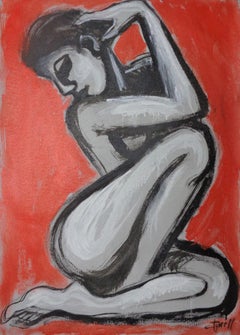 Posture 2 - Female Nude, Painting, Acrylic on Paper