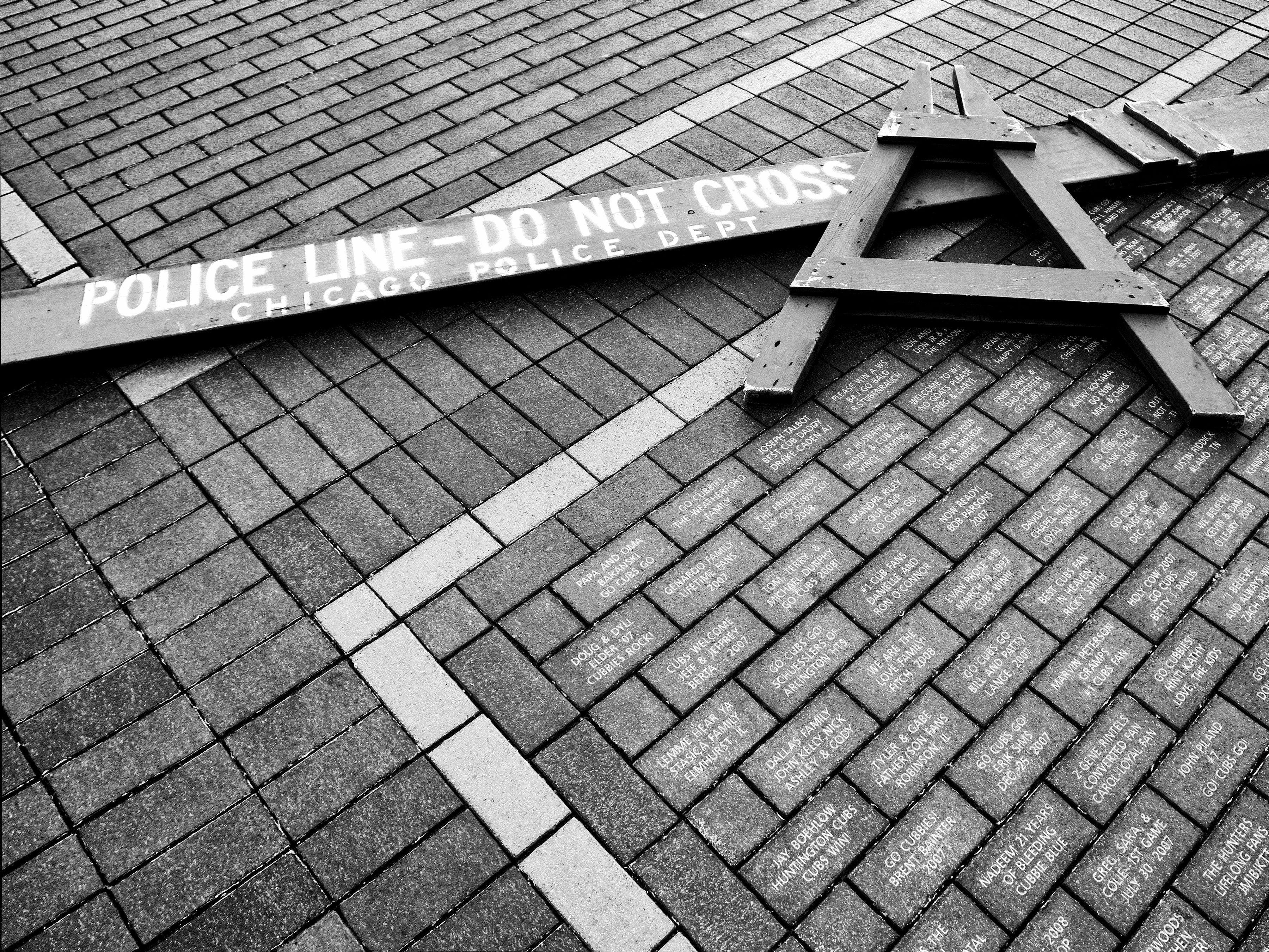 William Dey Black and White Photograph - CROSSED LINES Wrigley Field, Photograph, Archival Ink Jet
