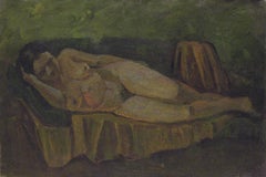 Naked woman on sofa, Painting, Oil on Canvas