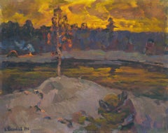 Fire in the distance, Painting, Oil on Canvas