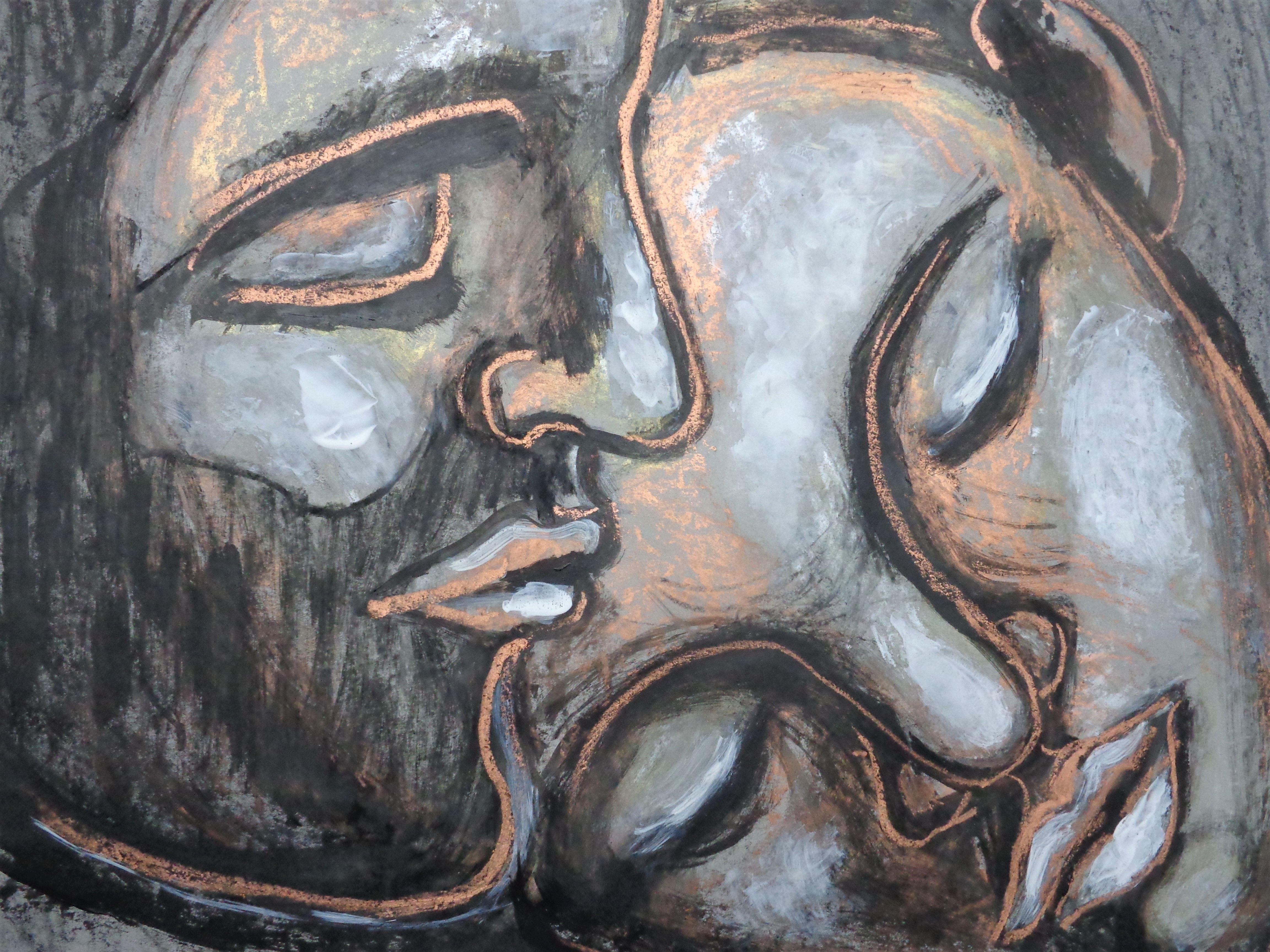 Lovers - The Portrait Of Love-1, Painting, Acrylic on Paper 1