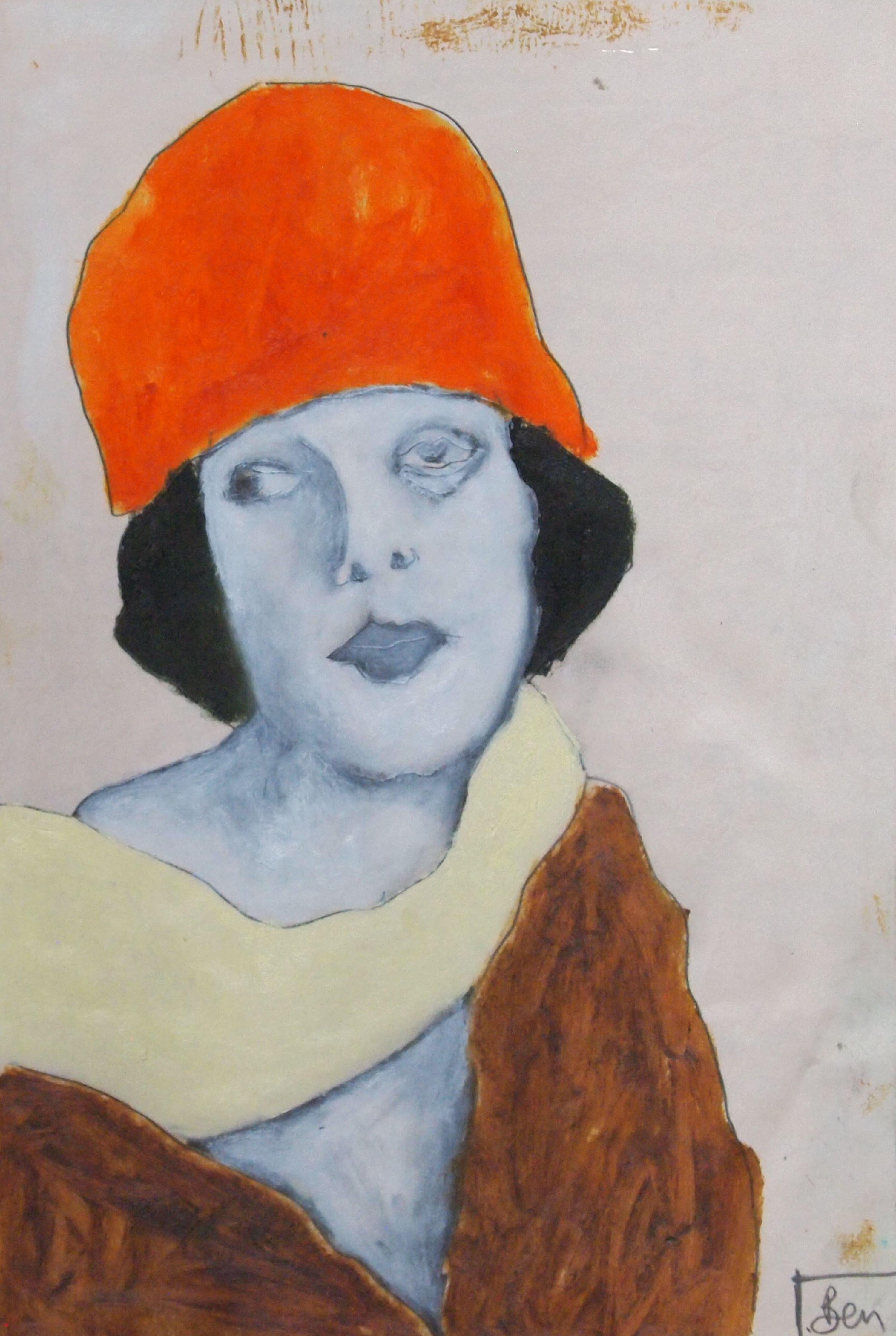 the red hat, Painting, Oil on Paper