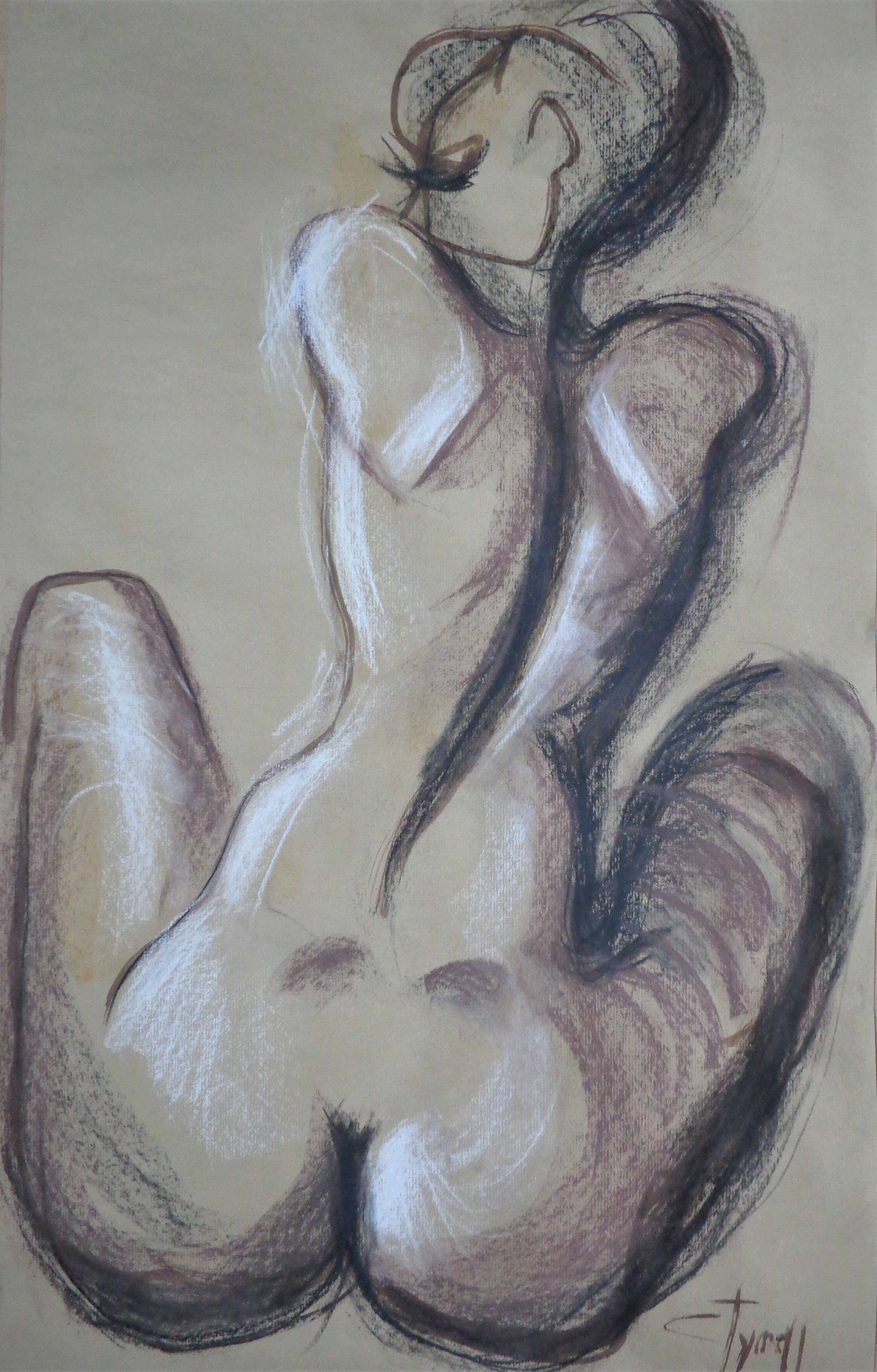 Nude Figure 4, Drawing, Charcoal on Paper - Art by Carmen  Tyrrell