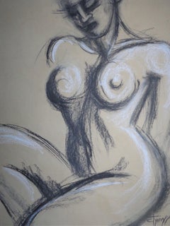 Nude Figure 3, Drawing, Charcoal on Paper