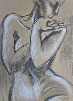 Nude Figure 2, Drawing, Charcoal on Paper