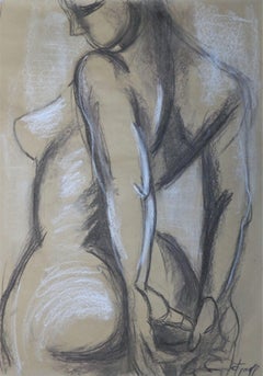 Nude Figure 1, Drawing, Charcoal on Paper
