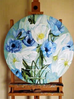 Floral Fusion, Painting, Oil on Canvas