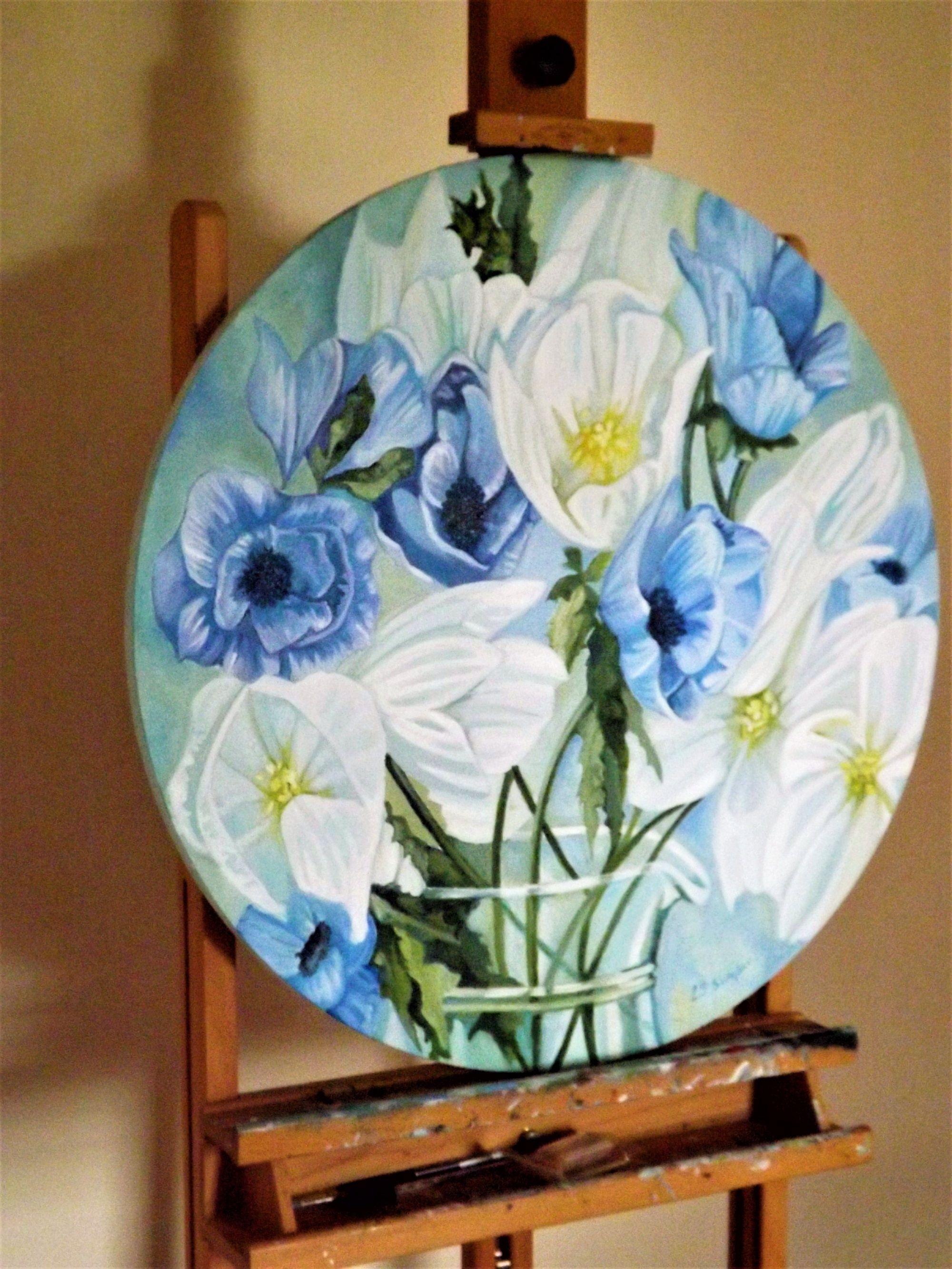 Fusión floral, Pintura, Óleo sobre lienzo - Painting Contemporáneo de LOUISA SIMPSON