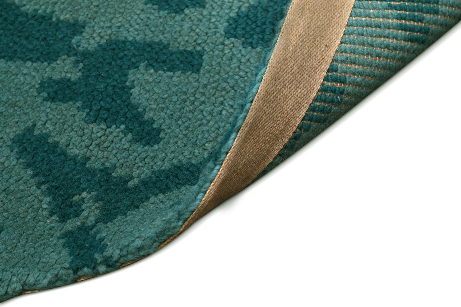 Moderne Tapis circulaire Kubeo en laine tuftée à la main II en vert forêt en vente
