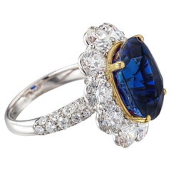 12.34 Carat Cushion Statement Royal Blue Sapphire 14K White Gold Iconic Presence