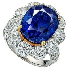 12.34 Carat Cushion Statement Royal Blue Sapphire 14K White Gold Iconic Presence