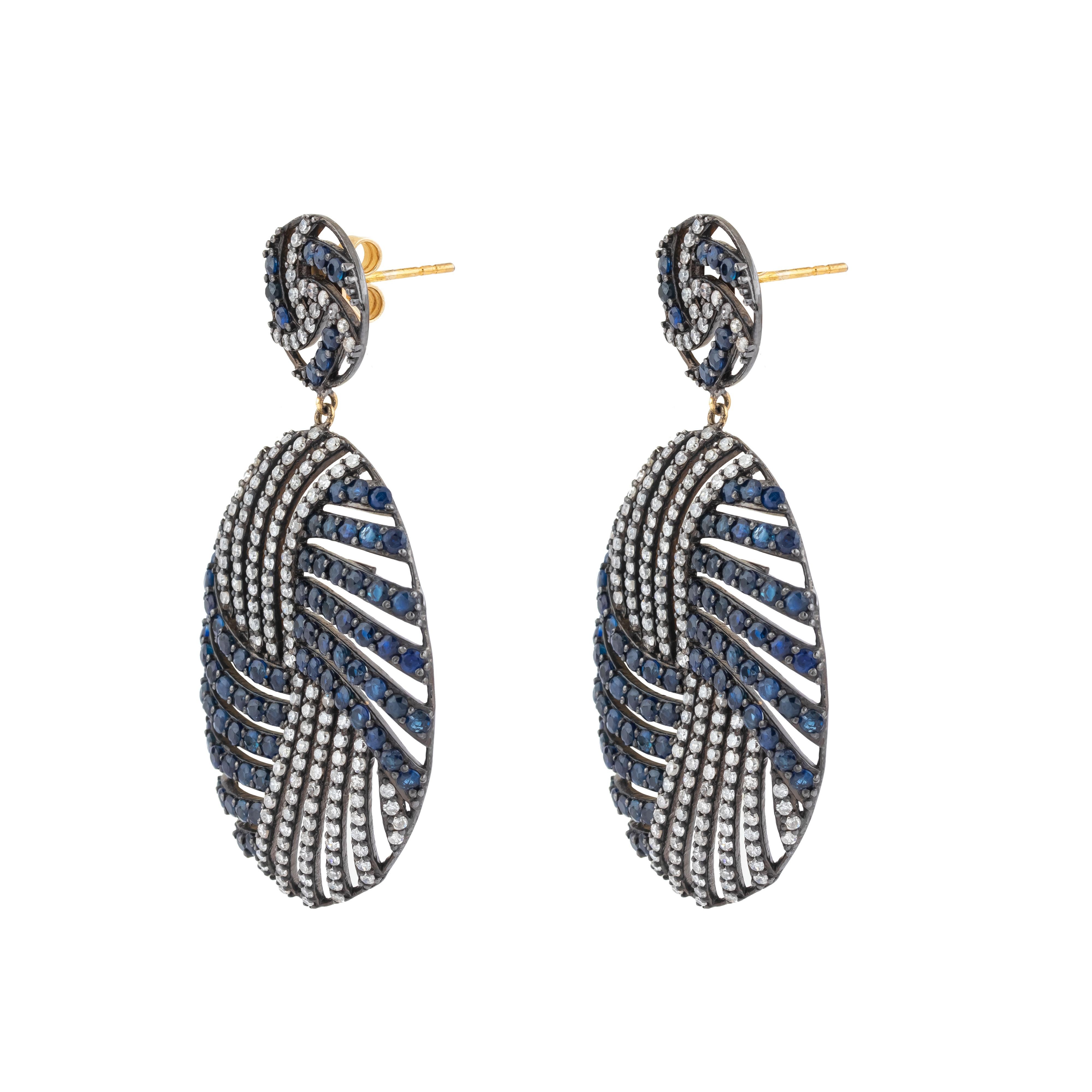 Brilliant Cut 12.34 Carat Diamond and Color Stone Drop Earrings For Sale
