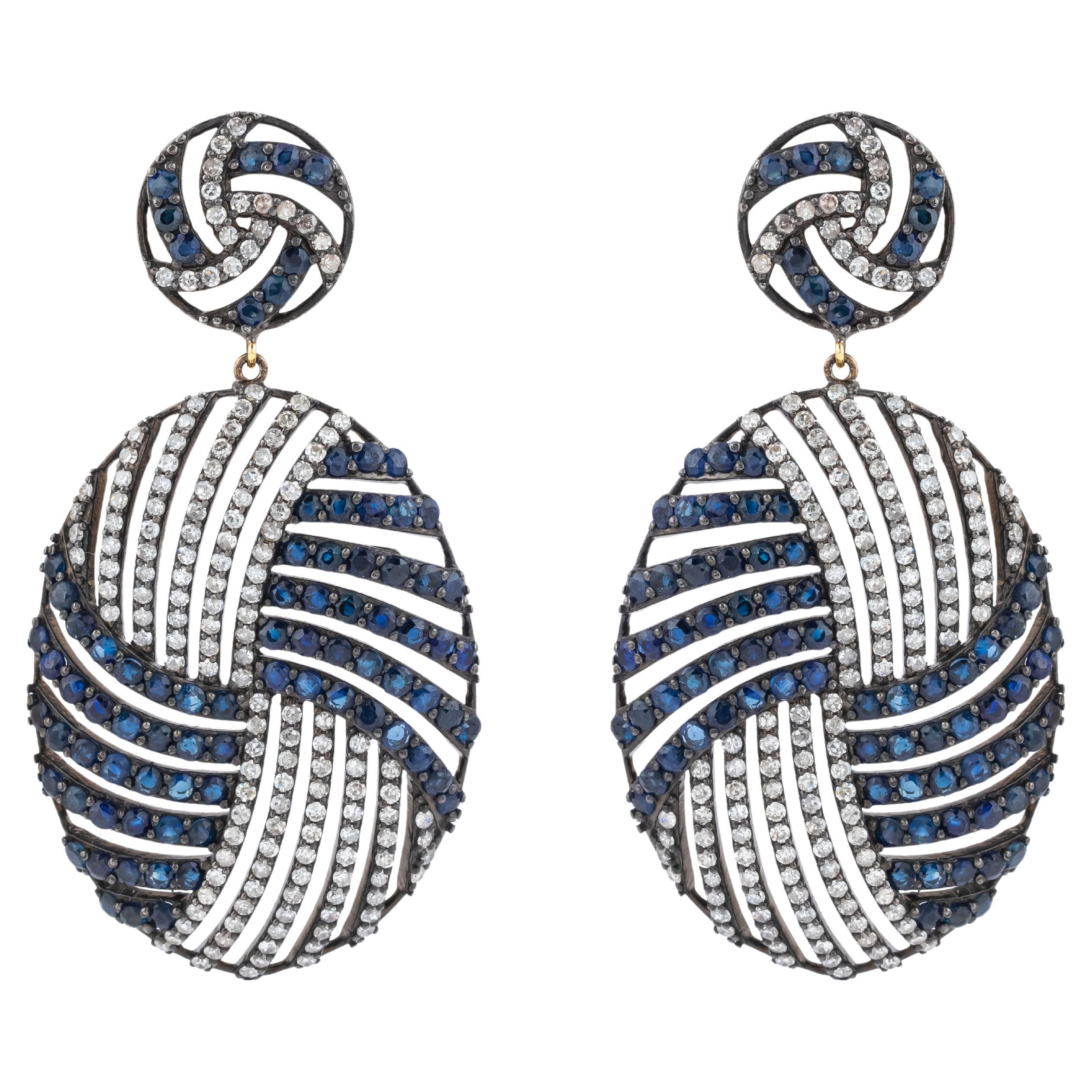 12.34 Carat Diamond and Color Stone Drop Earrings For Sale