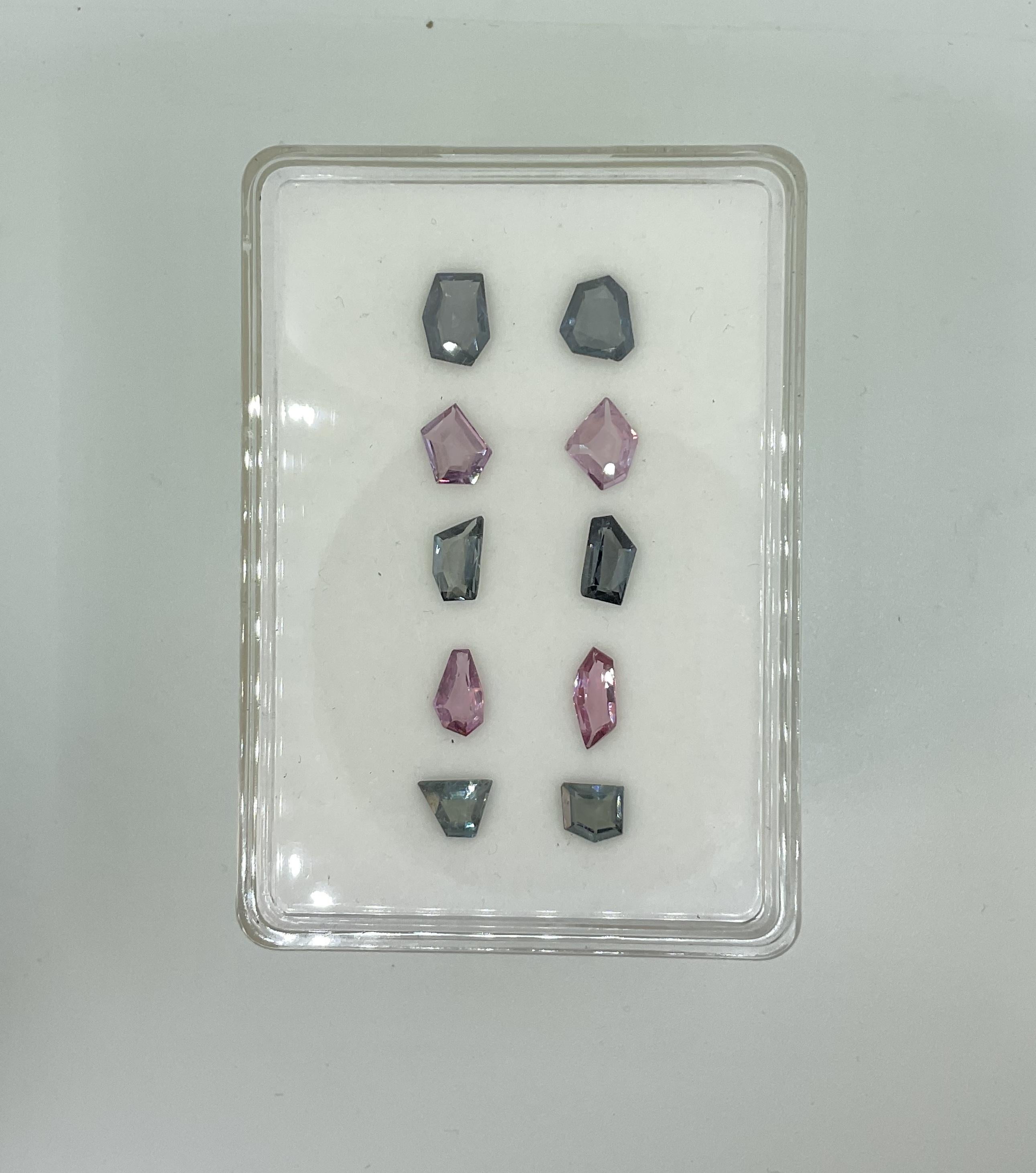 Art Deco 12.35 Carats Grey & Pink Spinel Fancy Cut Stone Natural Gem For Top Fine Jewelry For Sale
