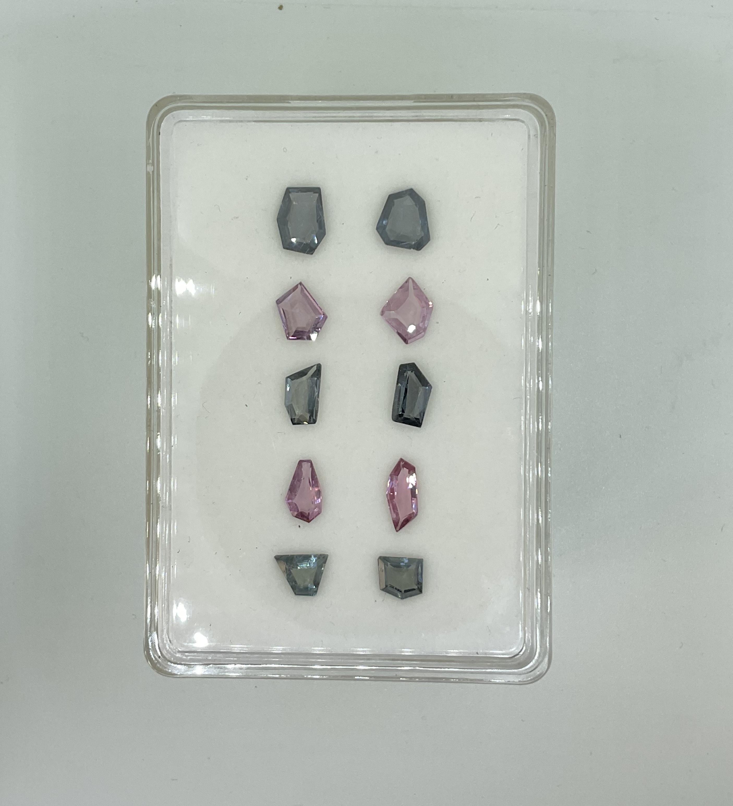 Rough Cut 12.35 Carats Grey & Pink Spinel Fancy Cut Stone Natural Gem For Top Fine Jewelry For Sale