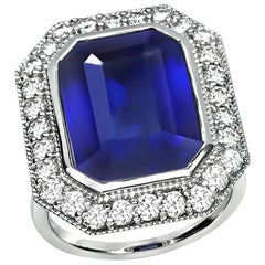 Bague de fiançailles saphir 12,35 carats et diamant 1,25 carat
