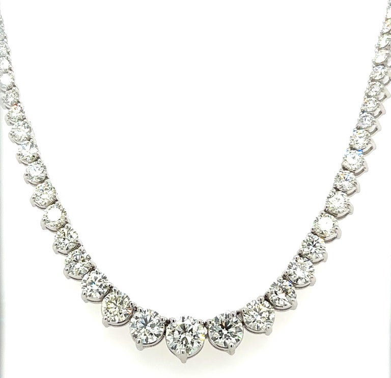 12.35 Carat TW Diamond Riviera Line Tennis Gradual Statement Necklace 