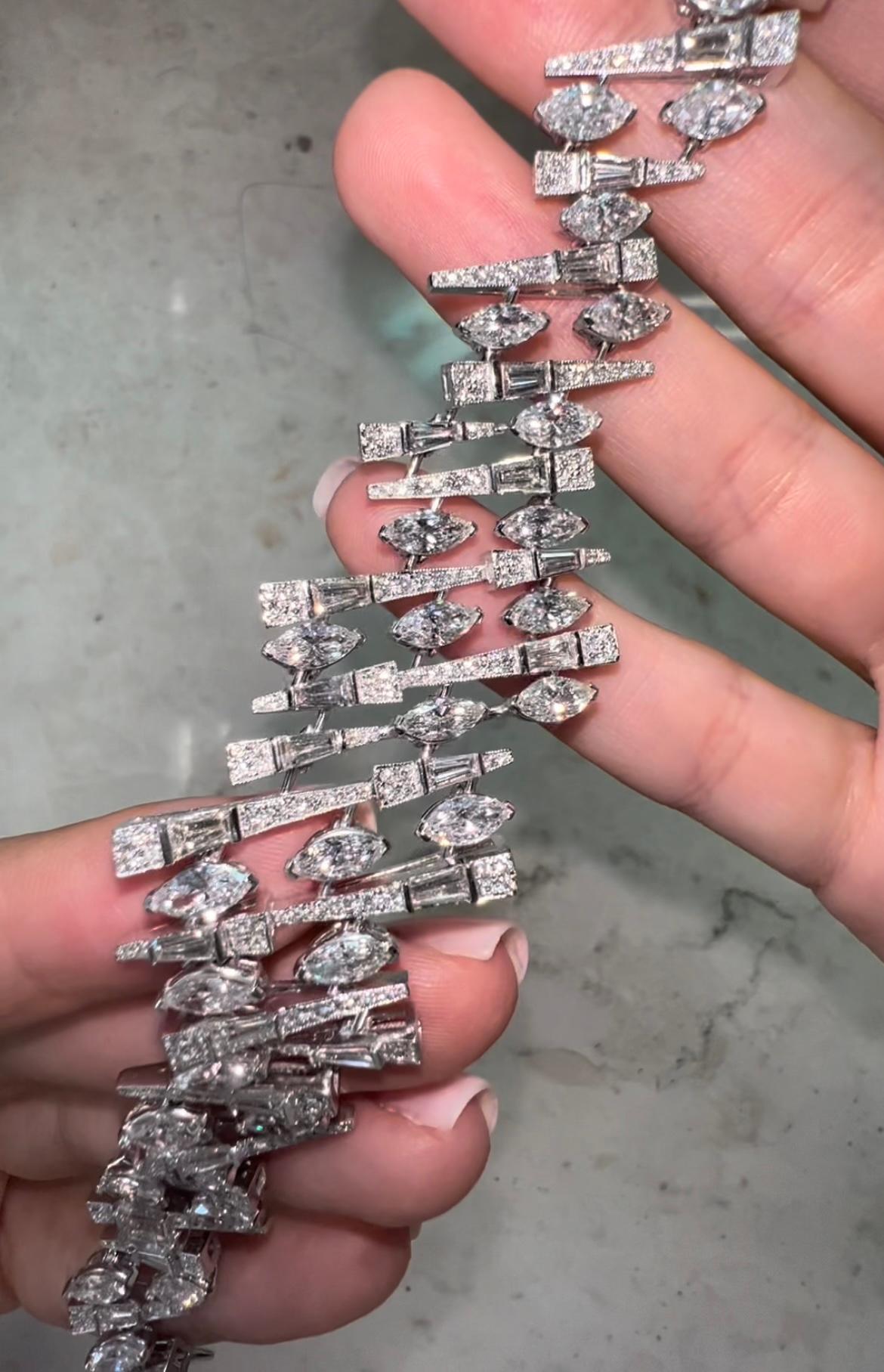 12.35ct Unique Design Diamond Bracelet In New Condition For Sale In Los Angeles, CA