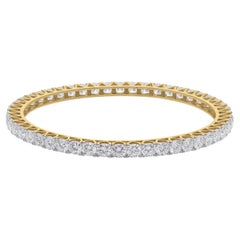 12.36 Carat SI/H Round Brilliant Cut Diamond Bangle 18 Karat Yellow White Gold