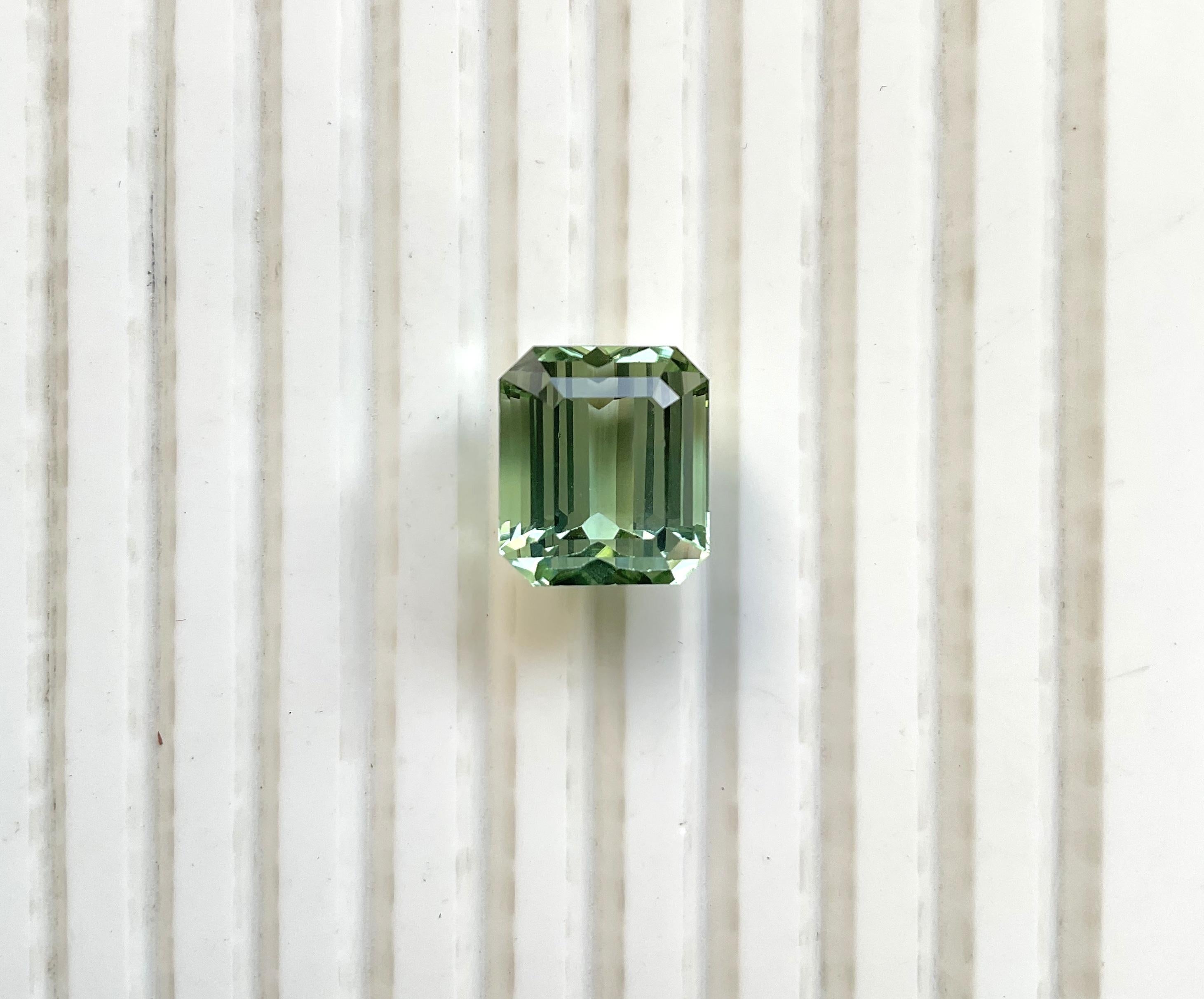 Octagon Cut 12.37 Carats Green Tourmaline Octagon Faceted Top Quality Cut stone Natural Gem For Sale