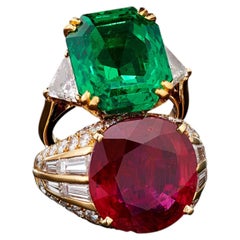 12.38 Carat Cushion Statement Ruby Red 14kt Gold Unparalleled Brilliance Ring