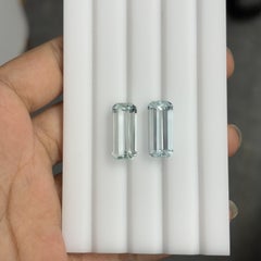 12.38 Carat Elongated Cushion Aquamarine Pair