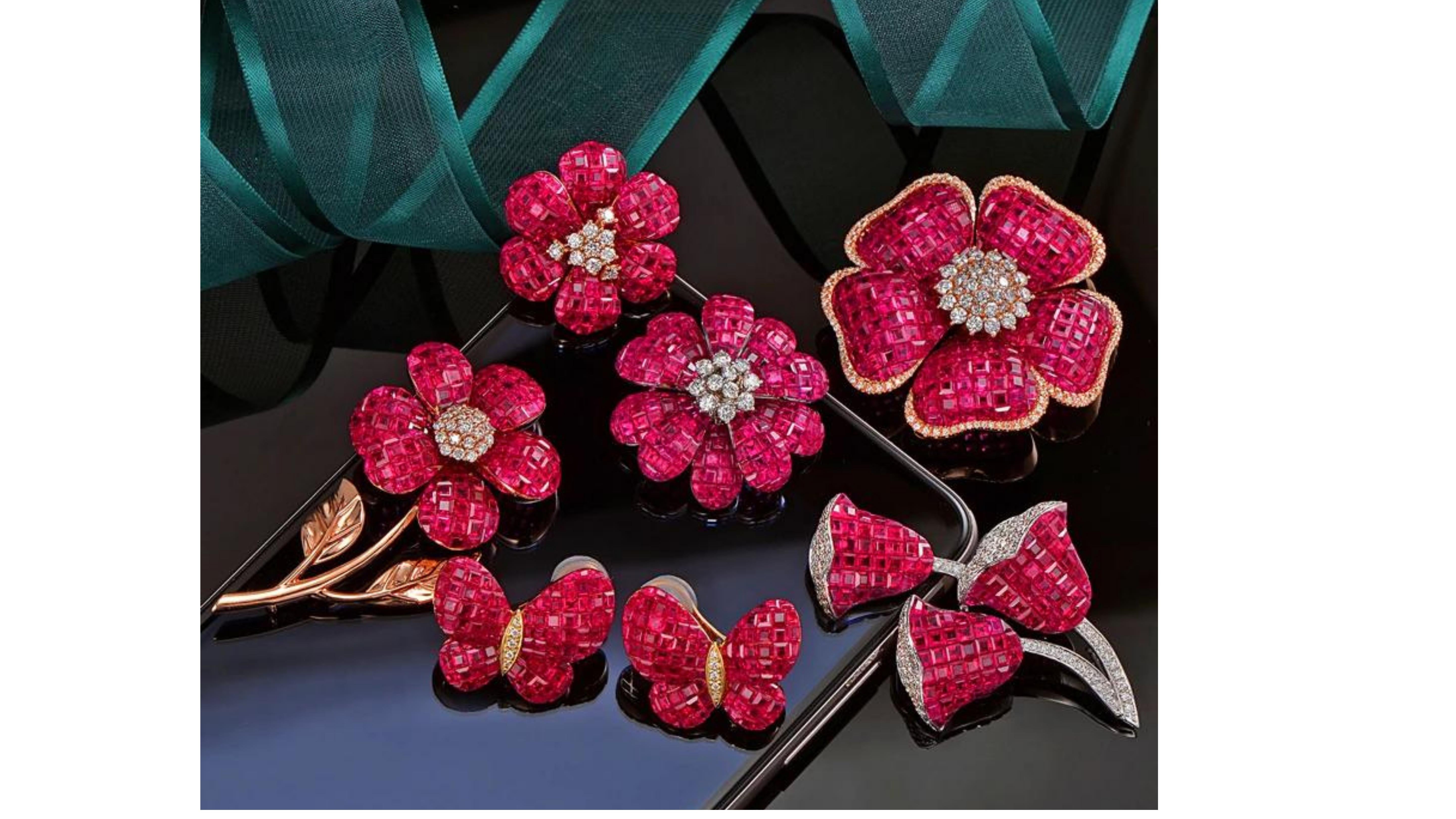 ruby butterfly earrings