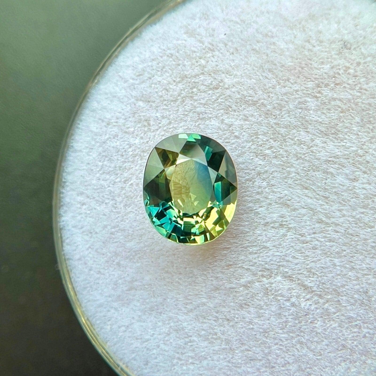 1,23ct Zafiro Bicolor Gra Certificado Talla Oval Amarillo Azul Gema Suelta 6,9x5,8mm Corte oval en venta