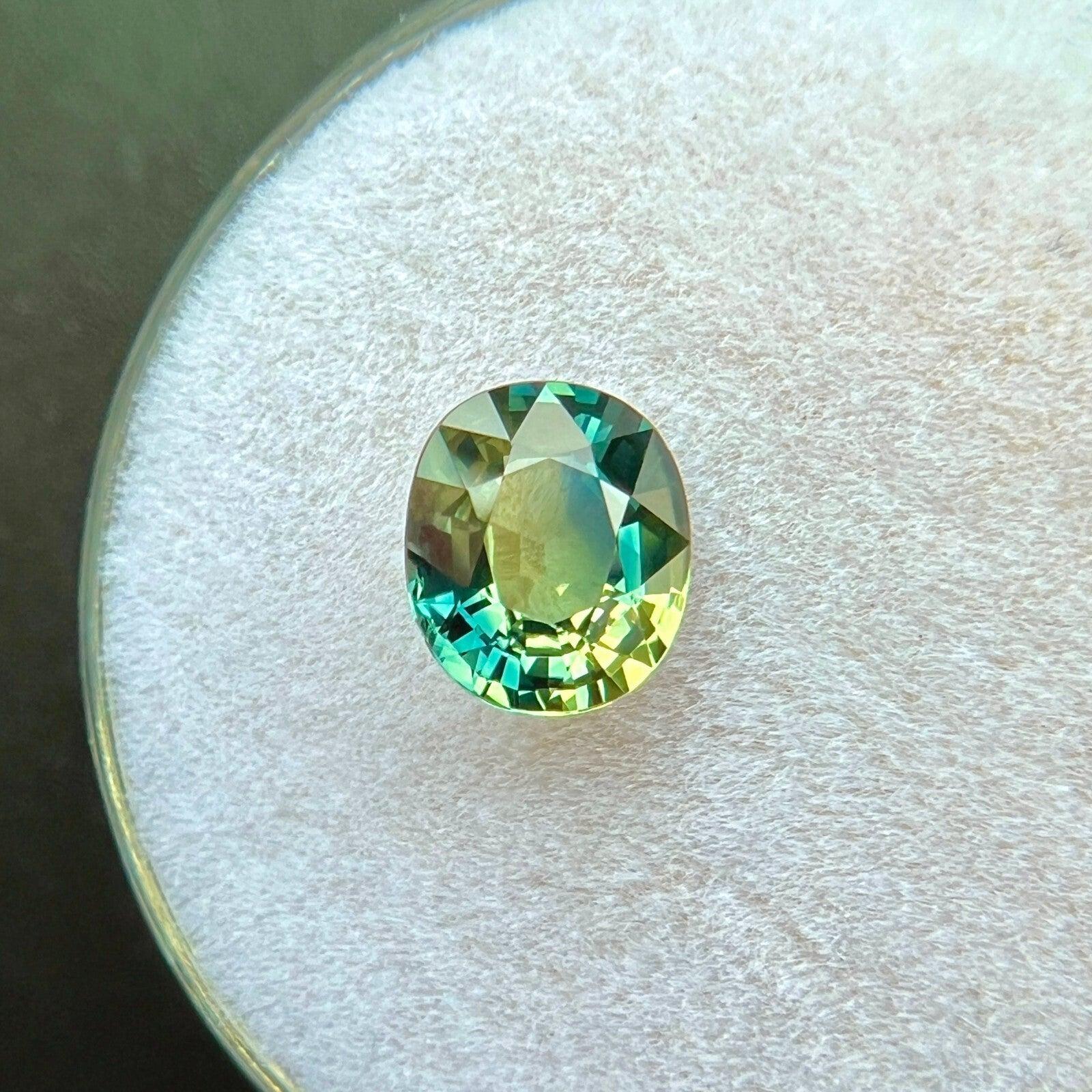 Femenino o masculino 1,23ct Zafiro Bicolor Gra Certificado Talla Oval Amarillo Azul Gema Suelta 6,9x5,8mm en venta