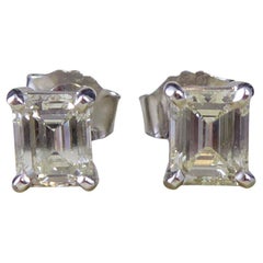 1.23ct Emerald Cut Diamond Stud Earrings in 18ct White Gold Settings