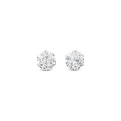 1.23ct K SI1 and 1.15 Carat K VS2 Old European Cut Diamond Ear Studs by Hancocks