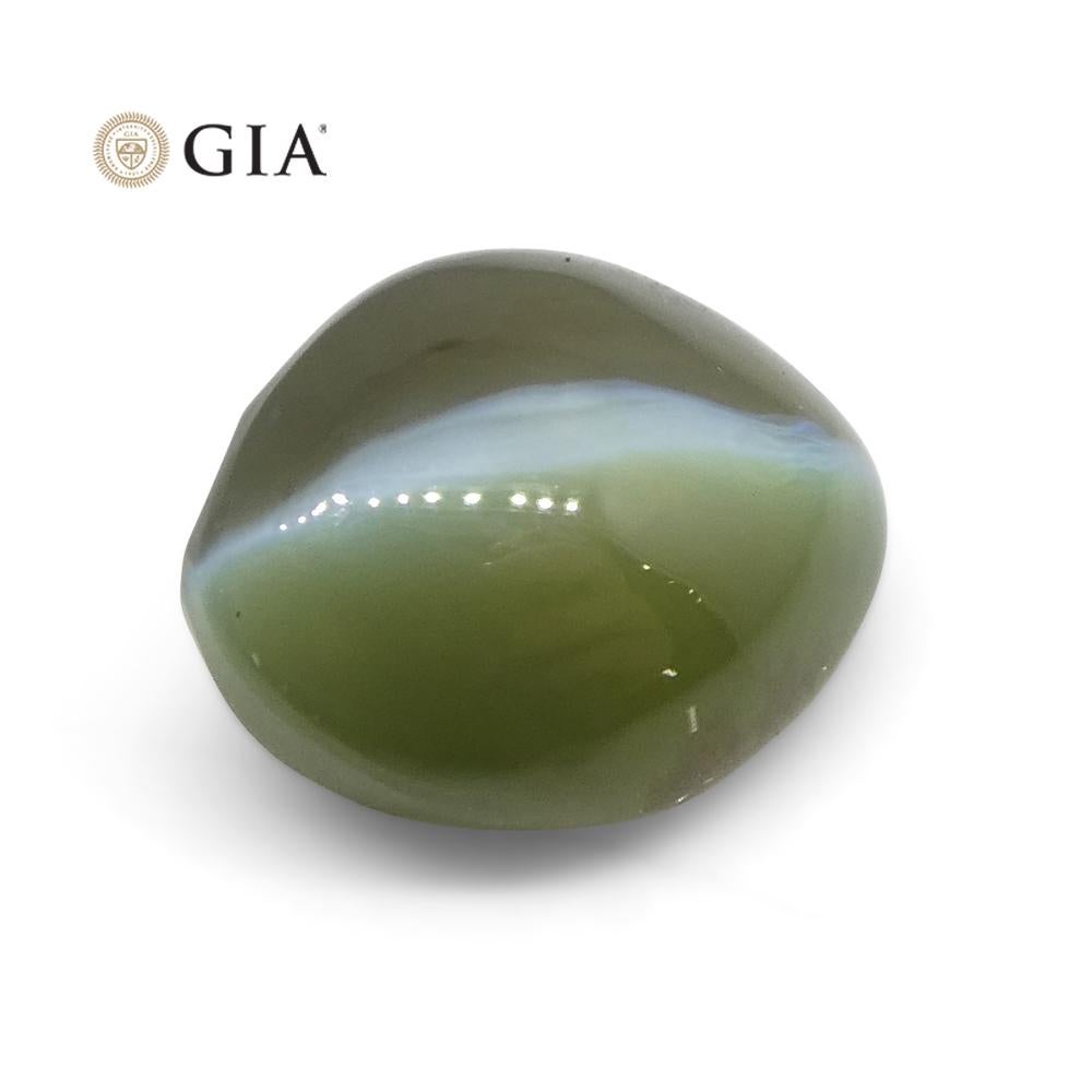 1.23ct Marquise Cabochon Yellowish Green to Pink-Purple Cat's Eye Alexandrite GI 5