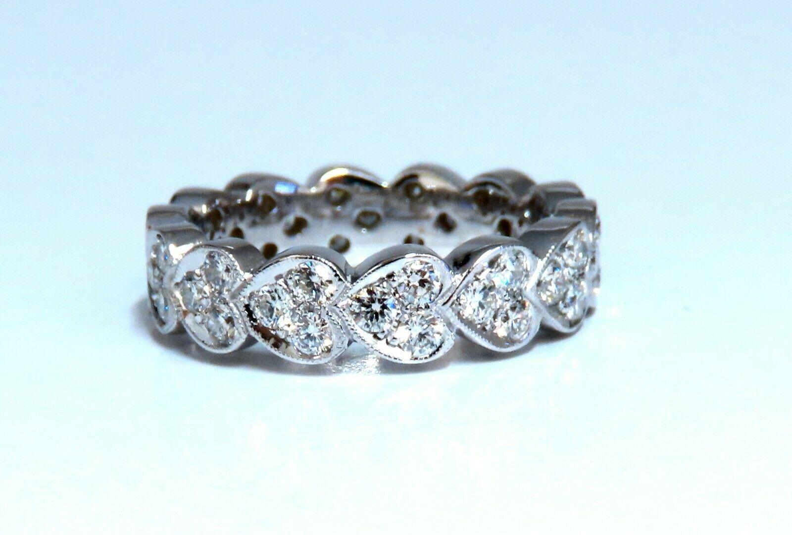 1.23 Carat Natural Diamonds Eternity Band Pave Bead Set F/VS 14 Karat 1