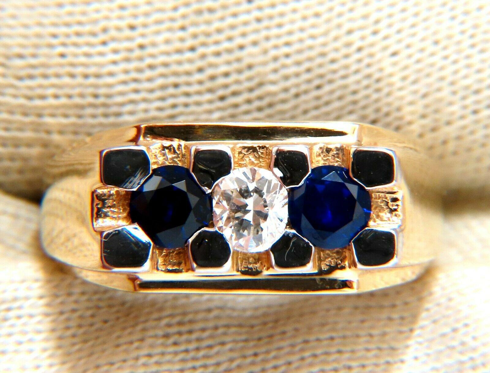 Women's or Men's 1.23ct Natural Sapphire Diamonds Mens Ring 14kt