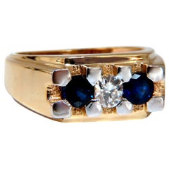 1.23ct Natural Sapphire Diamonds Mens Ring 14kt